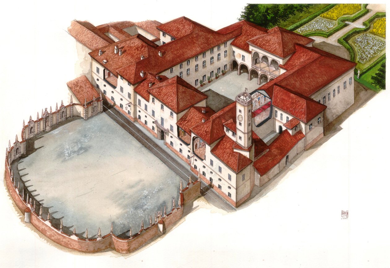 Näkymä 1600-luvulla rakennettuun Arese Borromeon palatsiin Cesano Madernossa, Italiassa. tekijältä Giorgio Albertini