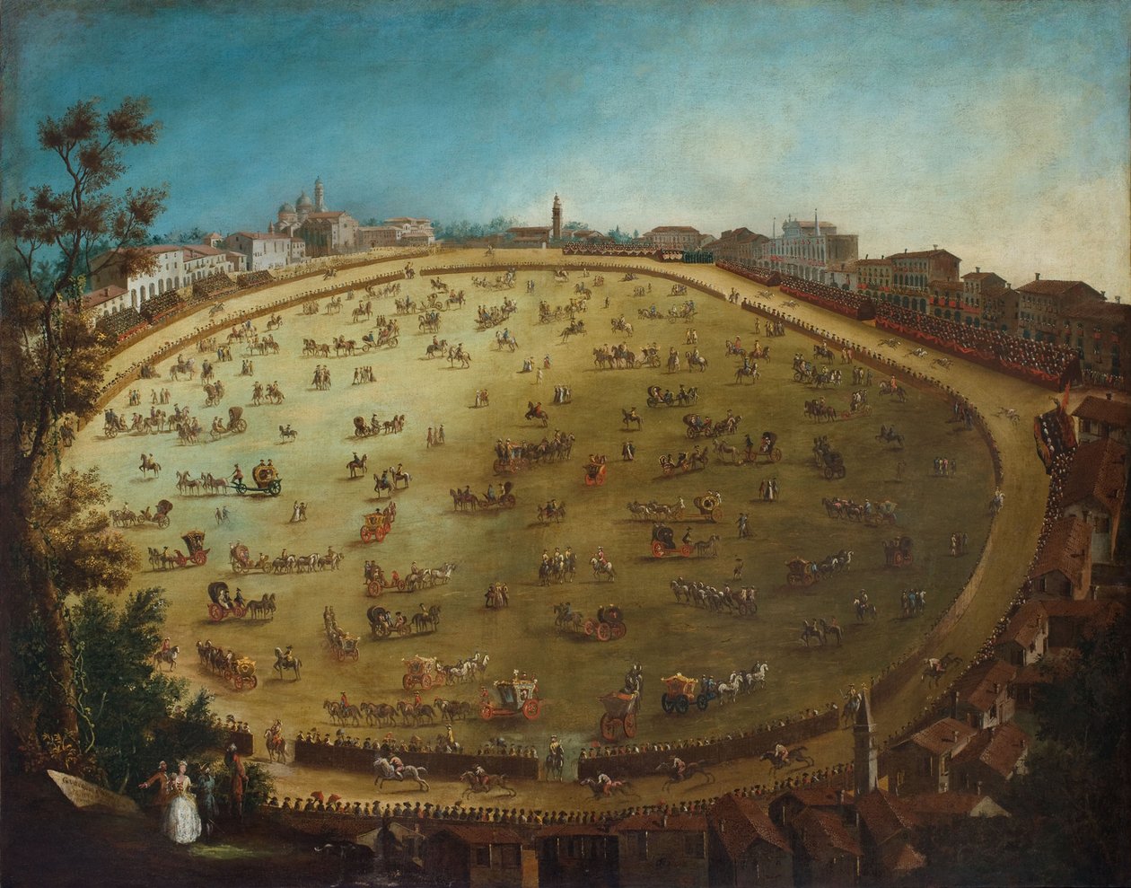 Hevoskilpailut Prato della Vallessa Padovassa, 1700-luvun puolivälissä. tekijältä Giorgio Fossati