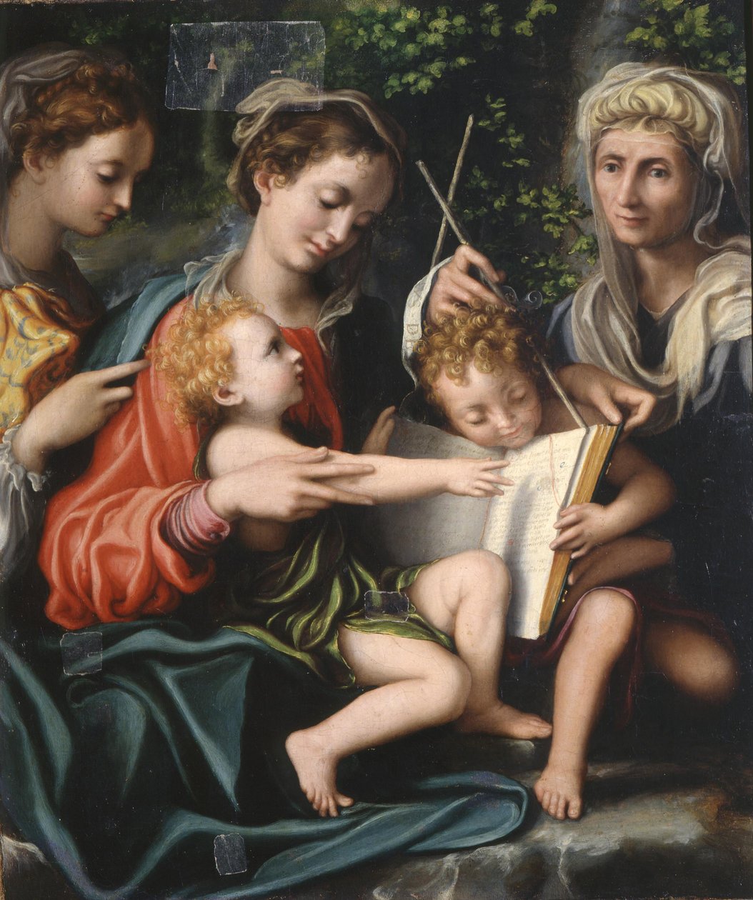 Neitsyt ja lapsi pyhien Johannes Kastajan, Magdalan Marian ja Elisabetin kanssa, noin 1529 tekijältä Giorgio Gandini del Grano