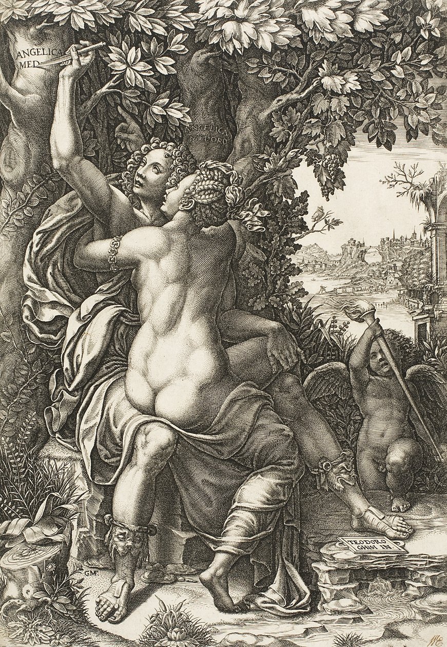 Angelica ja Medoro, n. 1570 tekijältä Giorgio Ghisi