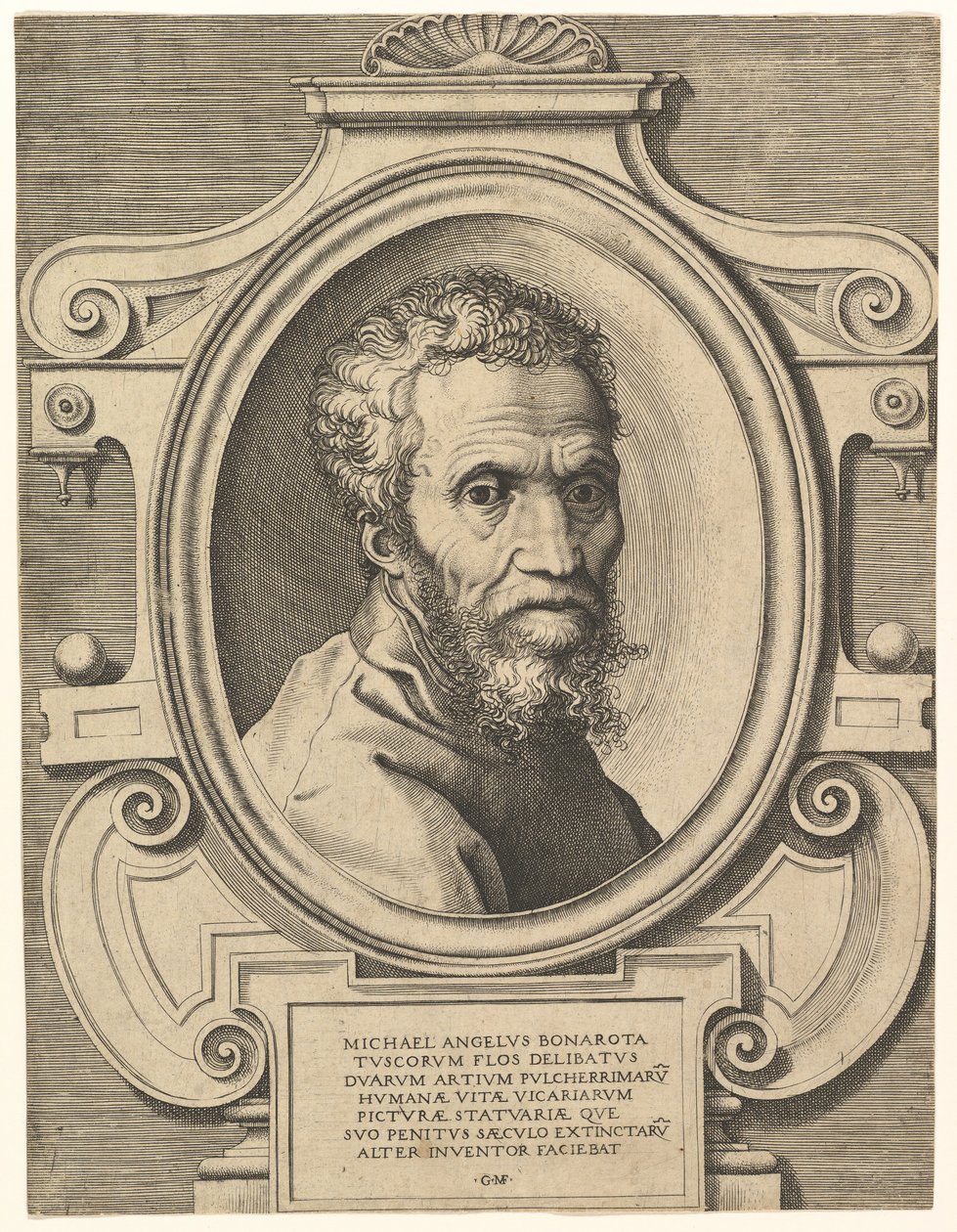 Michelangelon muotokuva vuoden 1564 jälkeen. tekijältä Giorgio Ghisi