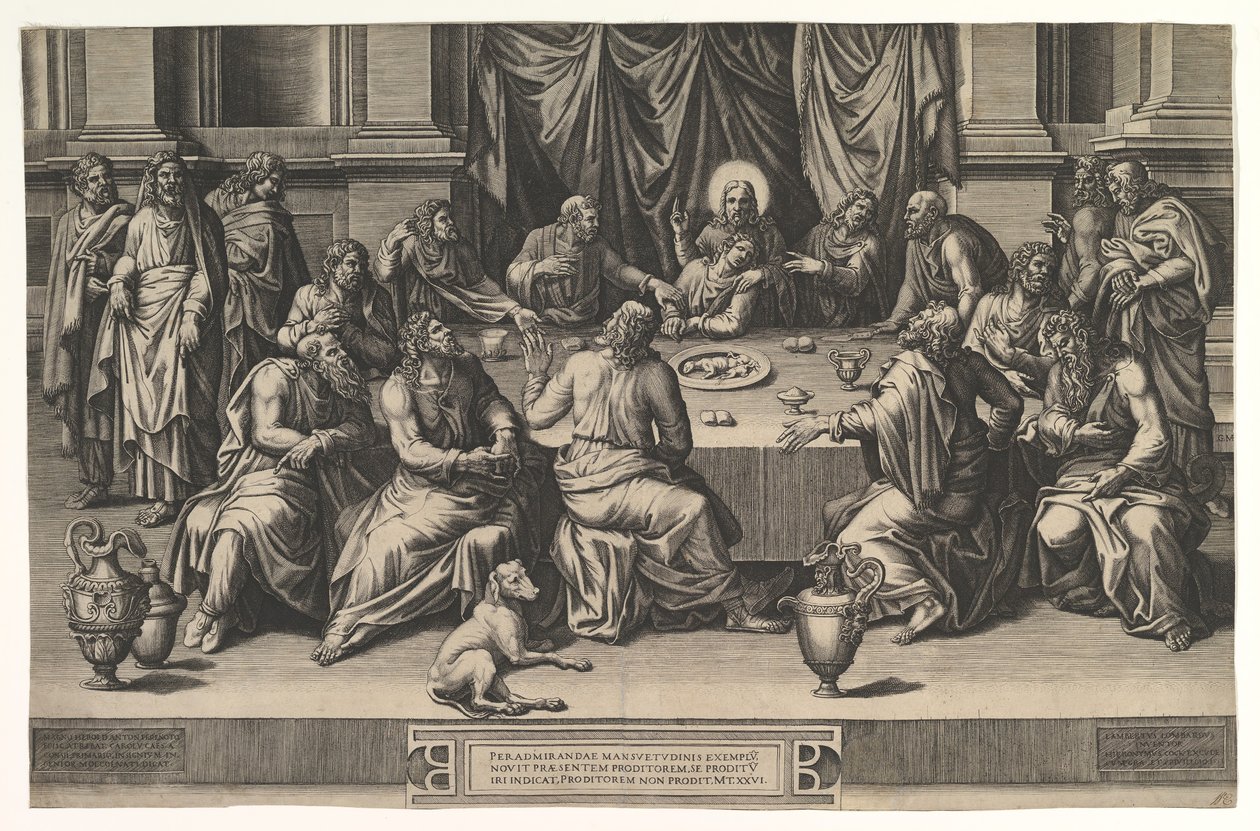 Viimeinen ehtoollinen, 1551. tekijältä Giorgio Ghisi