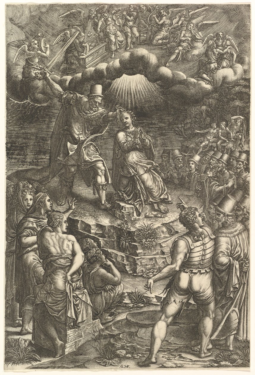 Pyhän Barbaran marttyyrikuolema, 1570-luvun loppu. tekijältä Giorgio Ghisi
