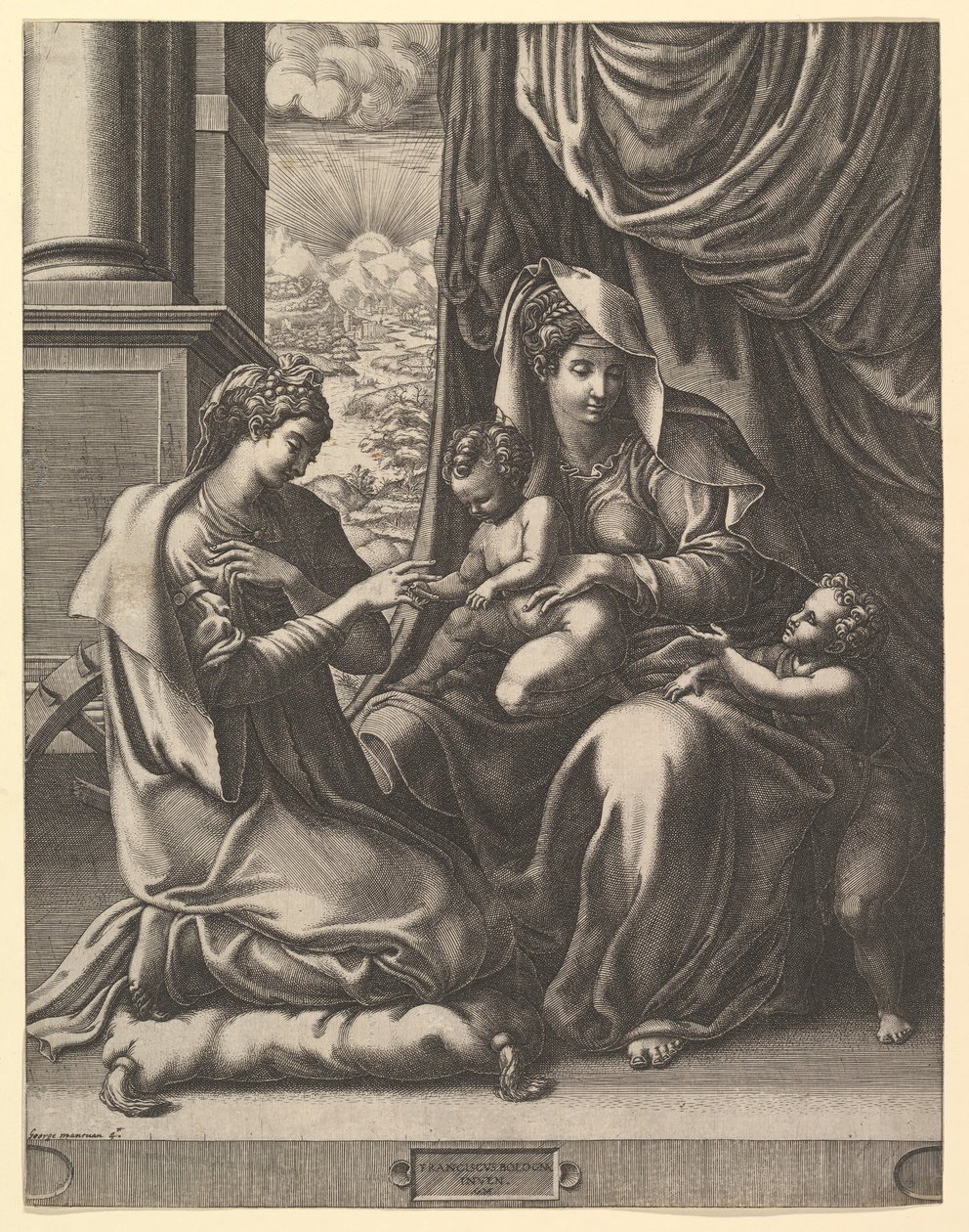 Pyhän Katariinan mystinen häät, n. 1555-56. tekijältä Giorgio Ghisi