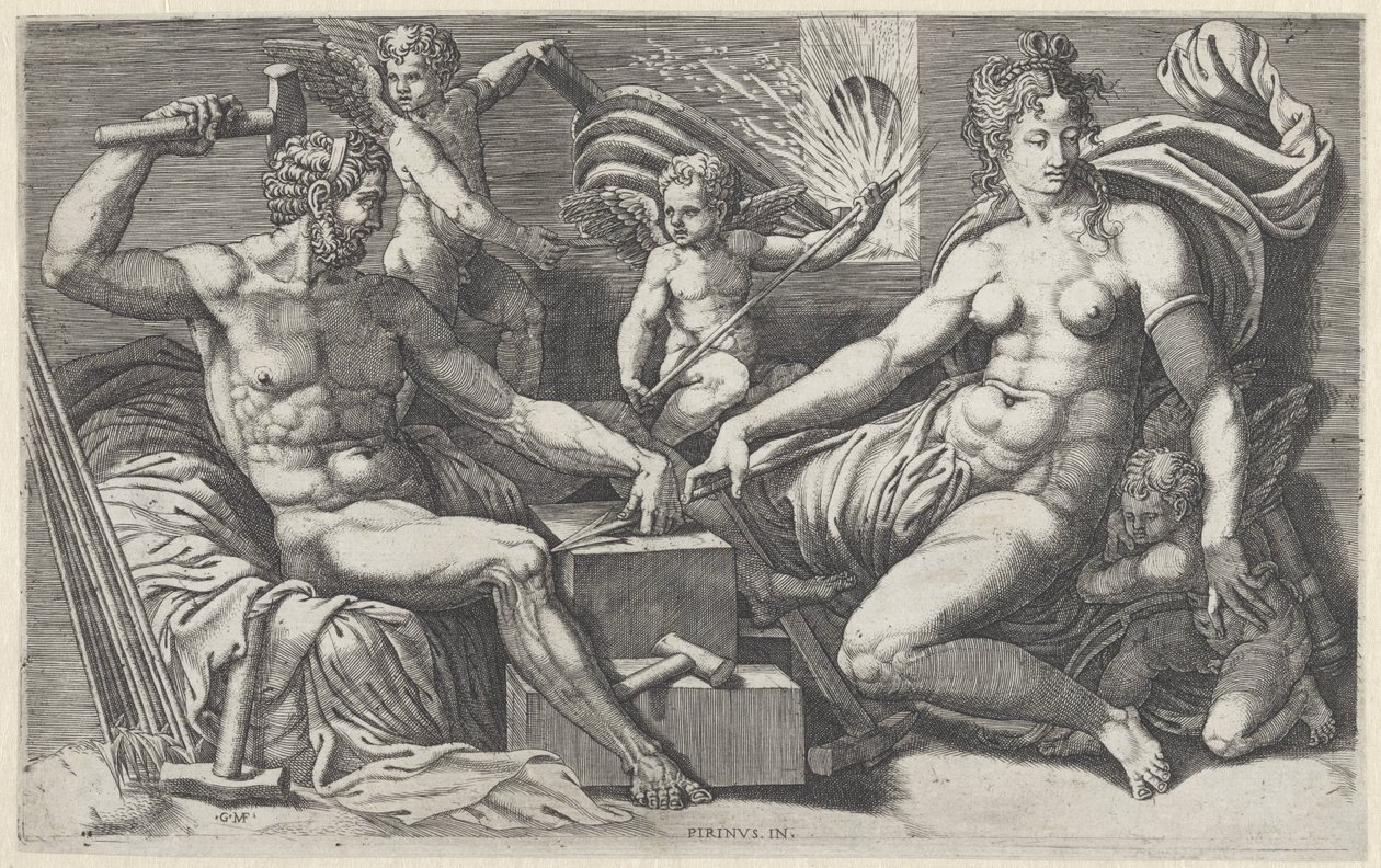 Venus en Vulcanus in de smidse van Vulcanus tekijältä Giorgio Ghisi