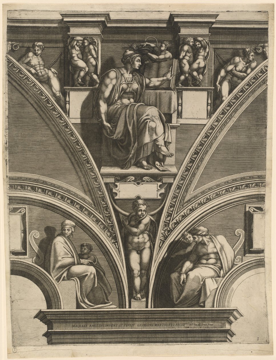 Eritrealainen Sibyl tekijältä Giorgio Ghisi after Michelangelo