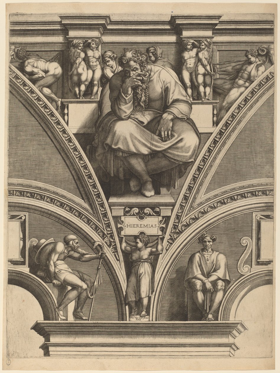 Profeetta Jeremia tekijältä Giorgio Ghisi after Michelangelo
