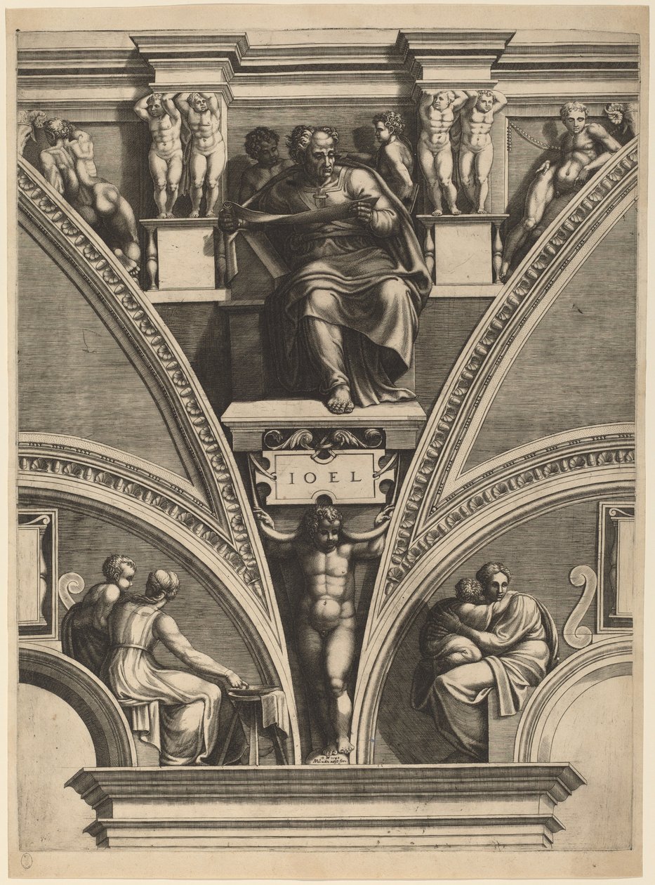 Profeetta Joel tekijältä Giorgio Ghisi after Michelangelo