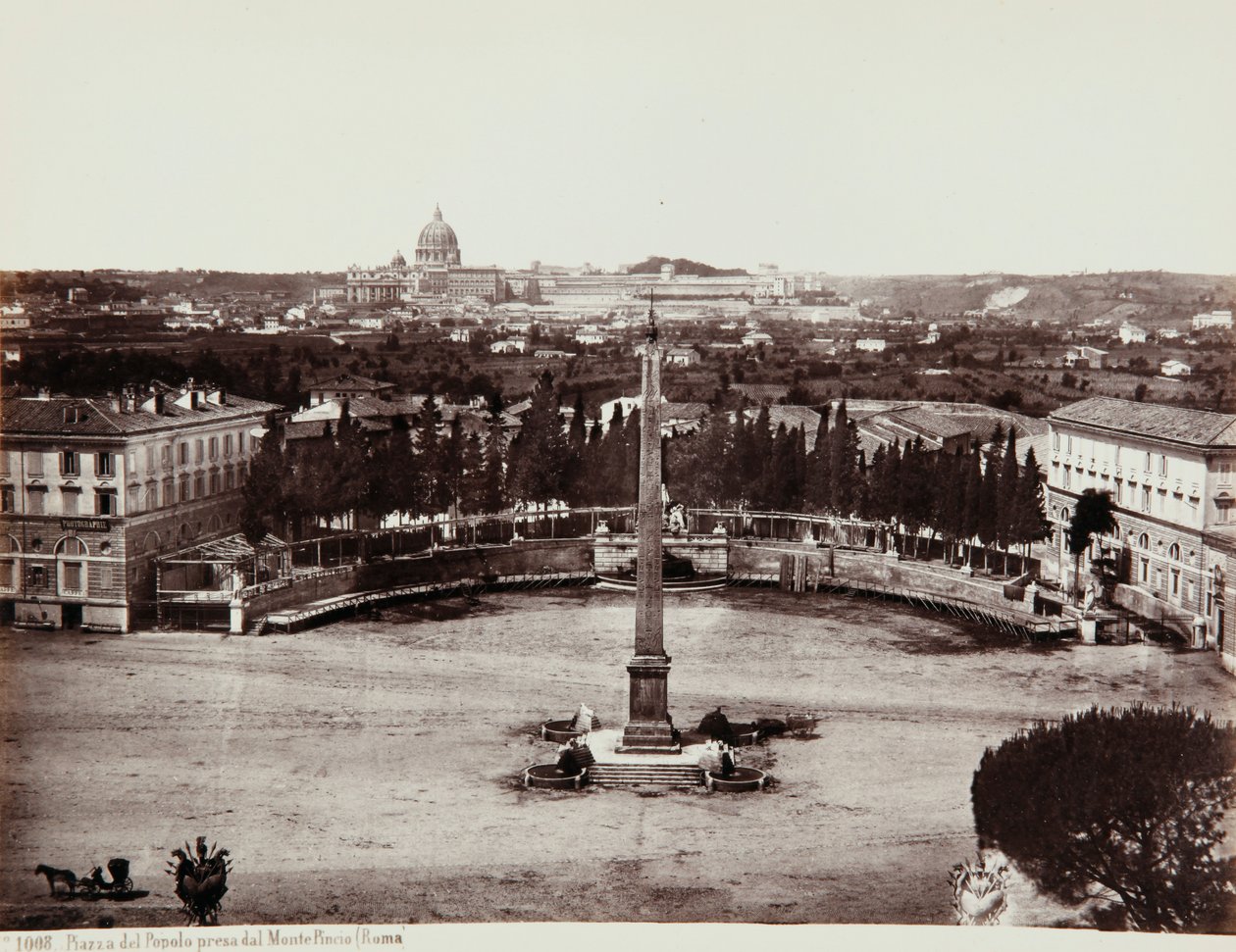 Näkymä Piazza del Popololle Pinciolta (tai Pinciano-kukkulalta), Rooma tekijältä Giorgio Sommer