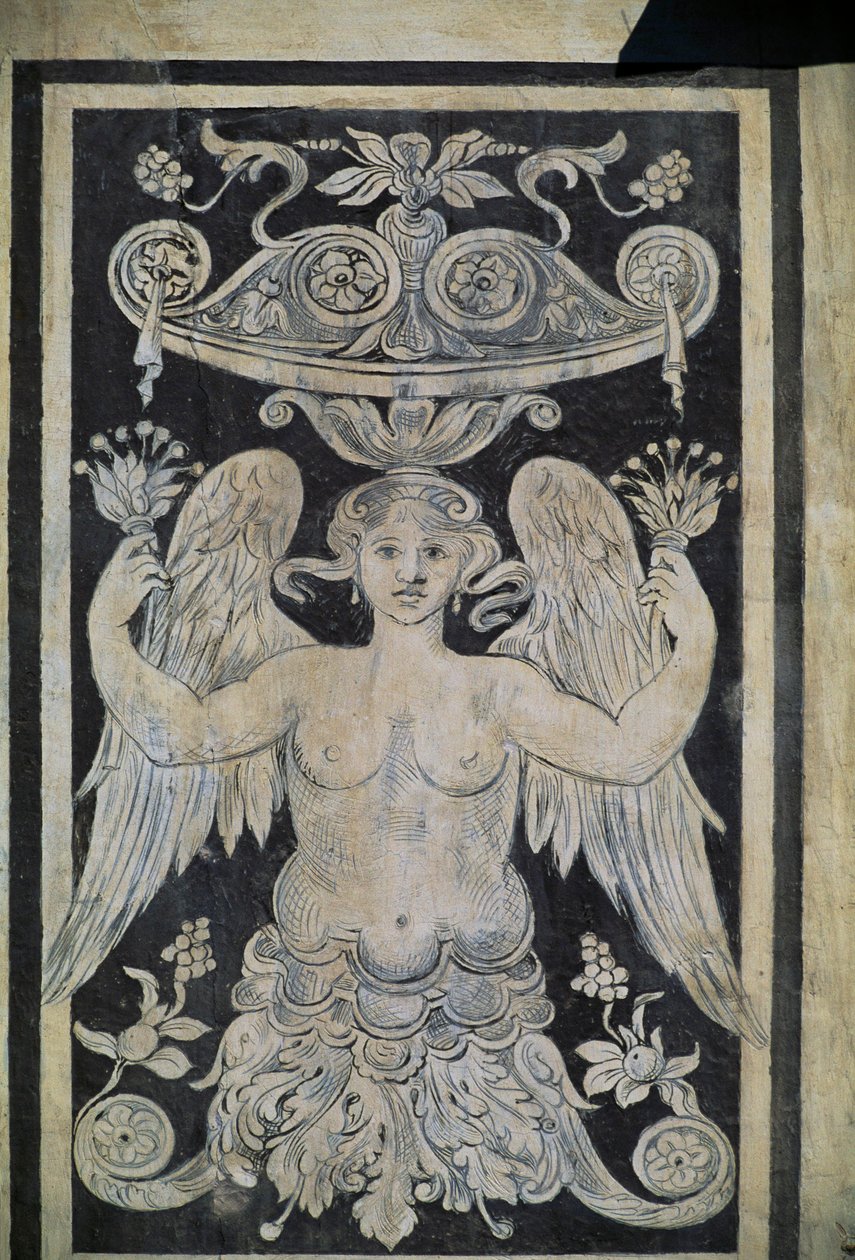 Giorgio Vasarin, Tommaso Battista del Verrocchion ja Alessandro Forzorin allegorinen hahmo, Palazzo dei Cavalieri tai Palazzo della Carovana, Piazza dei Cavalieri, Pisa, Toscana, Italia tekijältä Giorgio Vasari