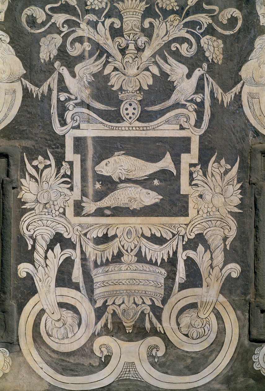 Allegoriset hahmot ja horoskooppimerkit, Giorgio Vasari, Tommaso Battista del Verrocchio ja Alessandro Forzori, Palazzo dei Cavalieri tai Palazzo della Carovana, Piazza dei Cavalieri, Pisa, Toscana, Italia tekijältä Giorgio Vasari