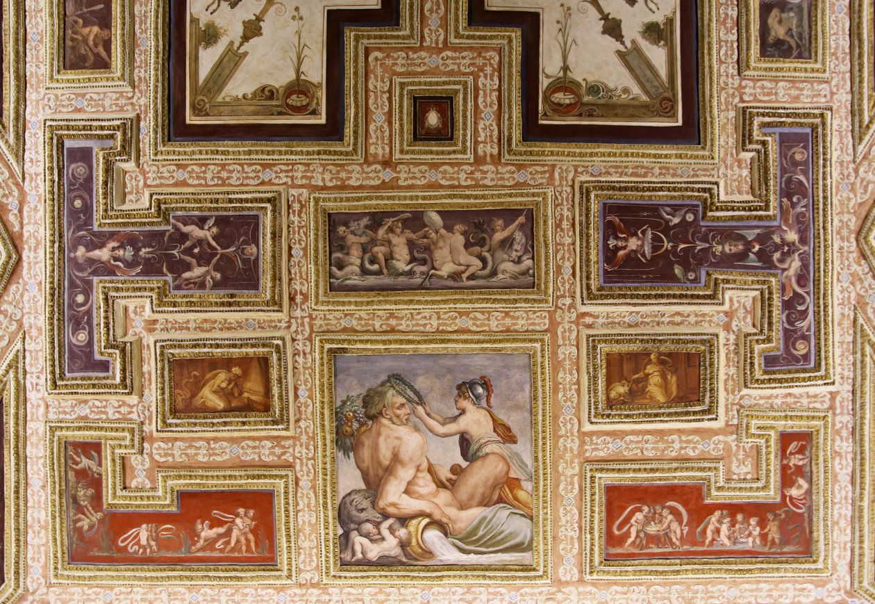 Ceres imettävä Triptolemus, yksityiskohta Altovitin katosta, 1553 fresko tekijältä Giorgio Vasari