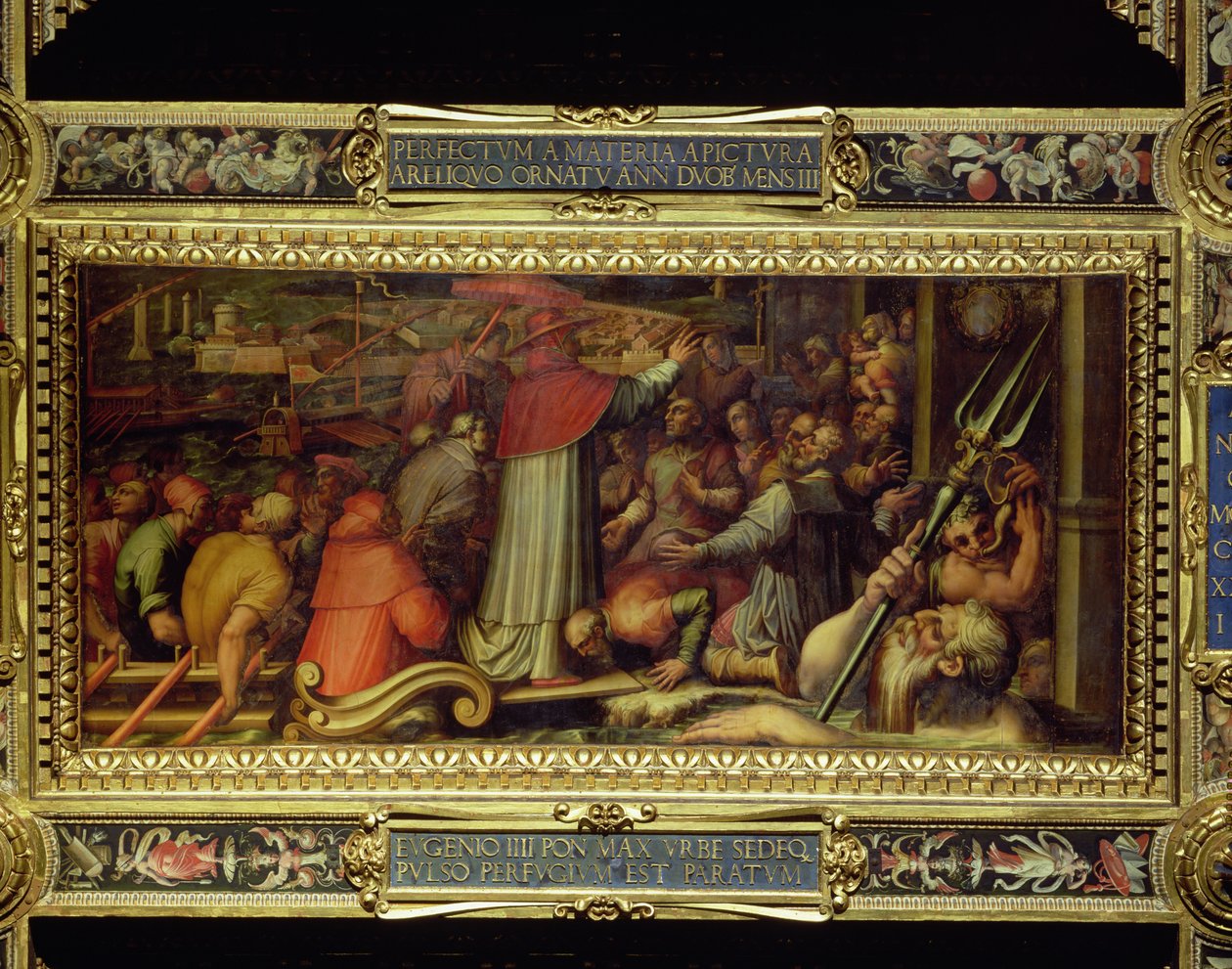 Paavi Eugenius IV saapuu Livornoon Salone dei Cinquecenton katosta, 1565 (paneeli) tekijältä Giorgio Vasari