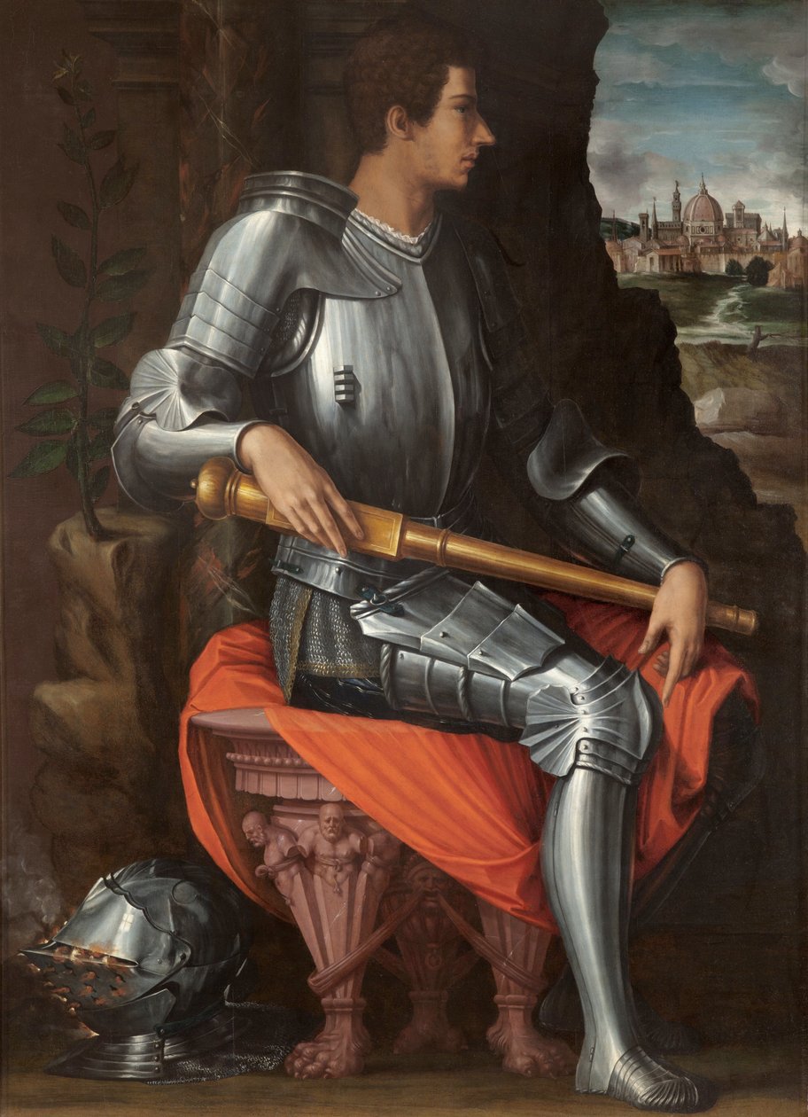 Alessandro de Medicin (1511-1537) muotokuva panssaripuvussa (Alessandro de Medicin muotokuva panssaripuvussa) - Giorgio Vasarin (1511-1574) maalaus, öljy kankaalle tekijältä Giorgio Vasari