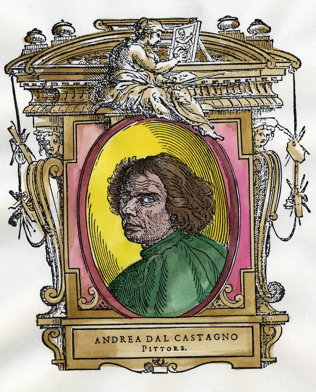 Taidemaalari Andrea Del Castagnon (n. 1410 - 1457) muotokuva. Giorgio Vasarin taiteilijoiden ja kuvanveistäjien elämäkertoja. tekijältä Giorgio Vasari