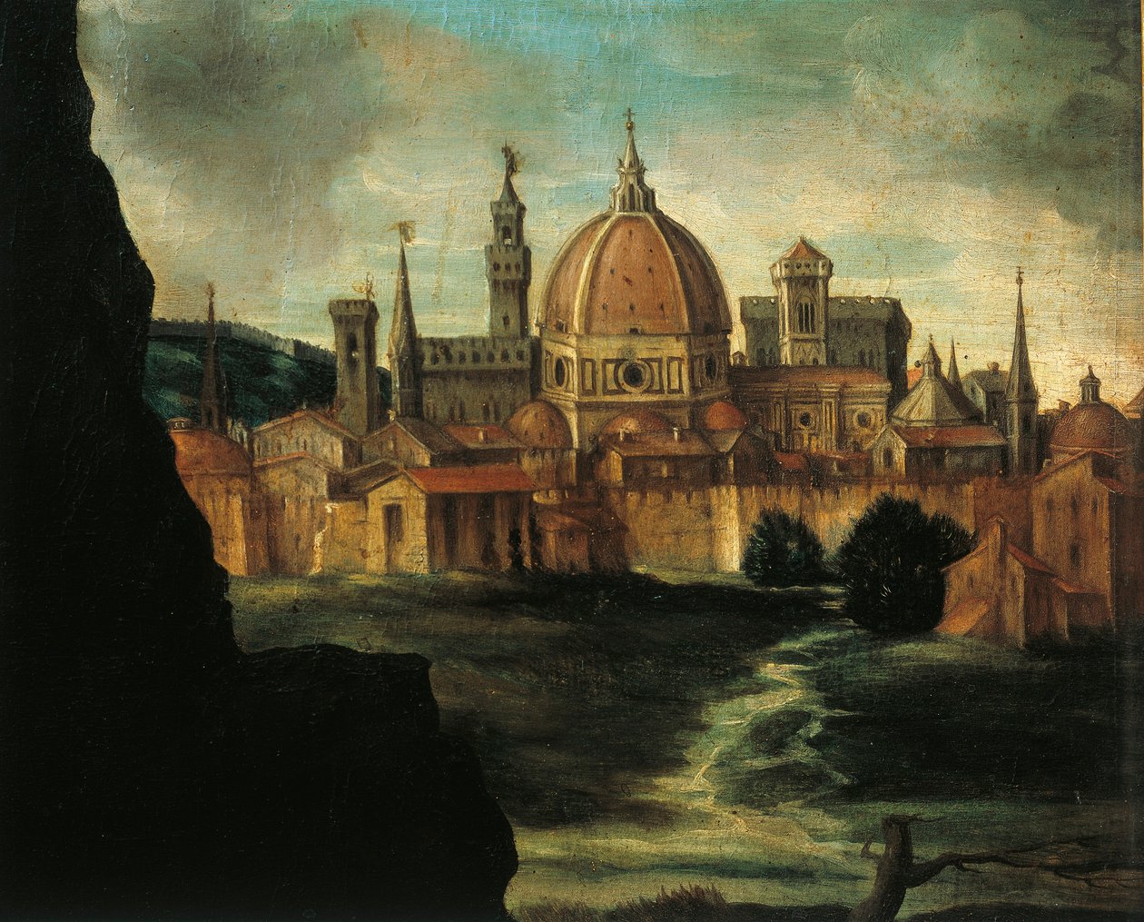 Duke Alexander De Medicin muotokuva, yksityiskohta: Firenzen kaupunki, Giorgio Vasari tekijältä Giorgio Vasari