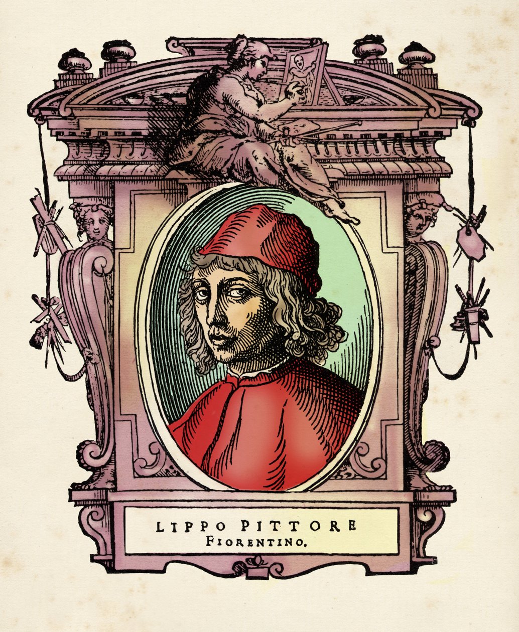 Lippo di Benivienin muotokuva (1200-1400-luku) Kaiverrus Giorgio Vasarin (1511-1574) "Elämästä" 1568 tekijältä Giorgio Vasari