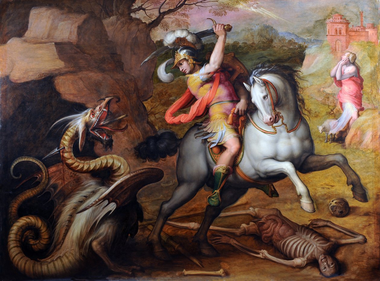 Pyhä Yrjö ja lohikäärme, n. 1560 tekijältä Giorgio Vasari