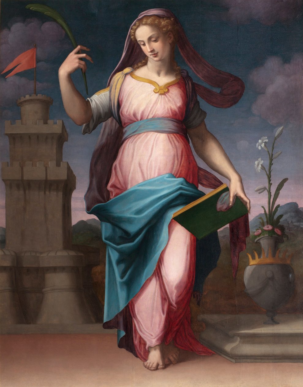 Saint Barbara (St Barbara) - Giorgio Vasarin (1511-1574) maalaus öljy kankaalle tekijältä Giorgio Vasari