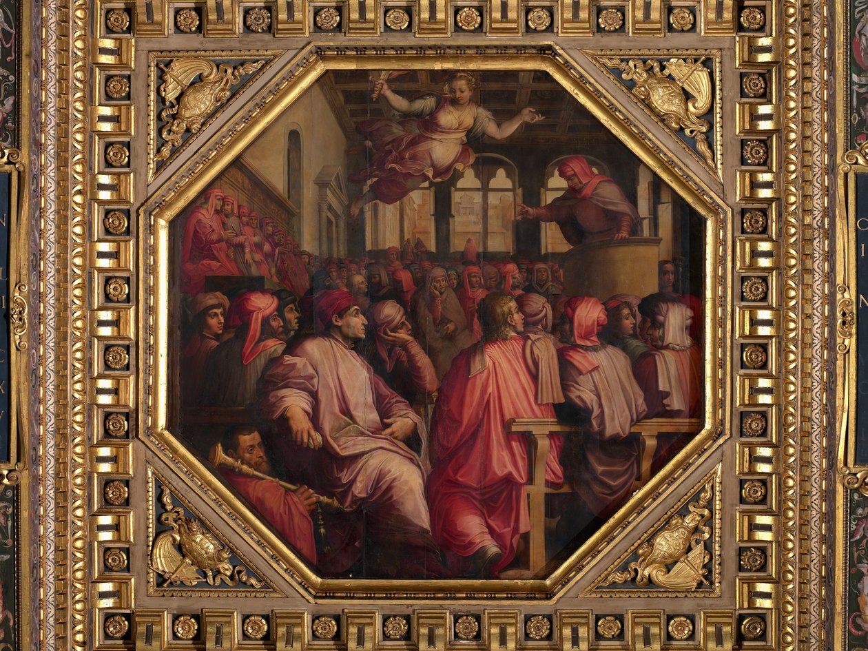 Antonio Giacominin puhe Pisan sodan puolesta Sala dei Duecentossa. tekijältä Giorgio Vasari