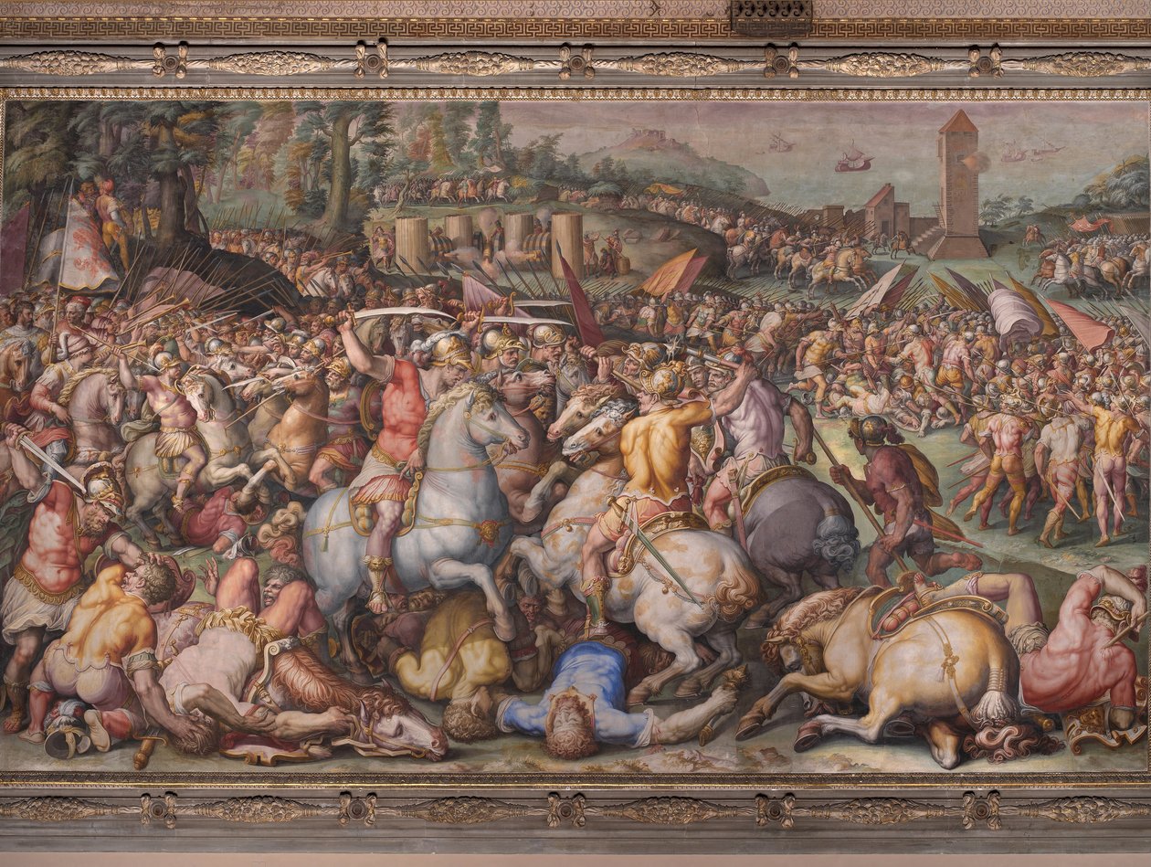 Pisalaisten tappio San Vincenzon tornissa, Salone dei Cinquecentosta, 1569 tekijältä Giorgio Vasari