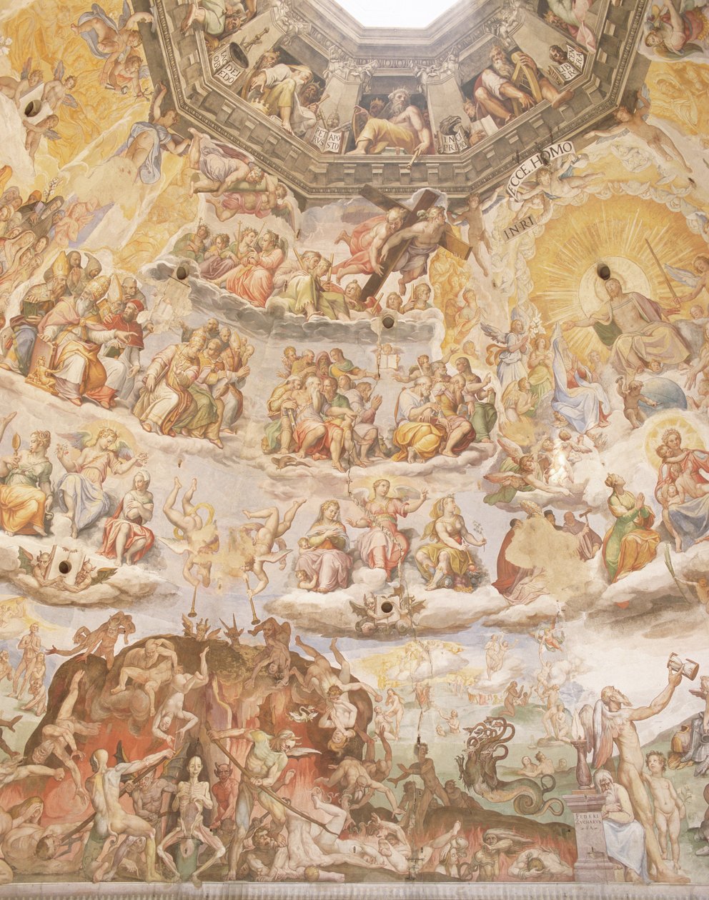 Viimeinen tuomio, yksityiskohta Duomon kupolista, 1572-79 tekijältä Giorgio Vasari
