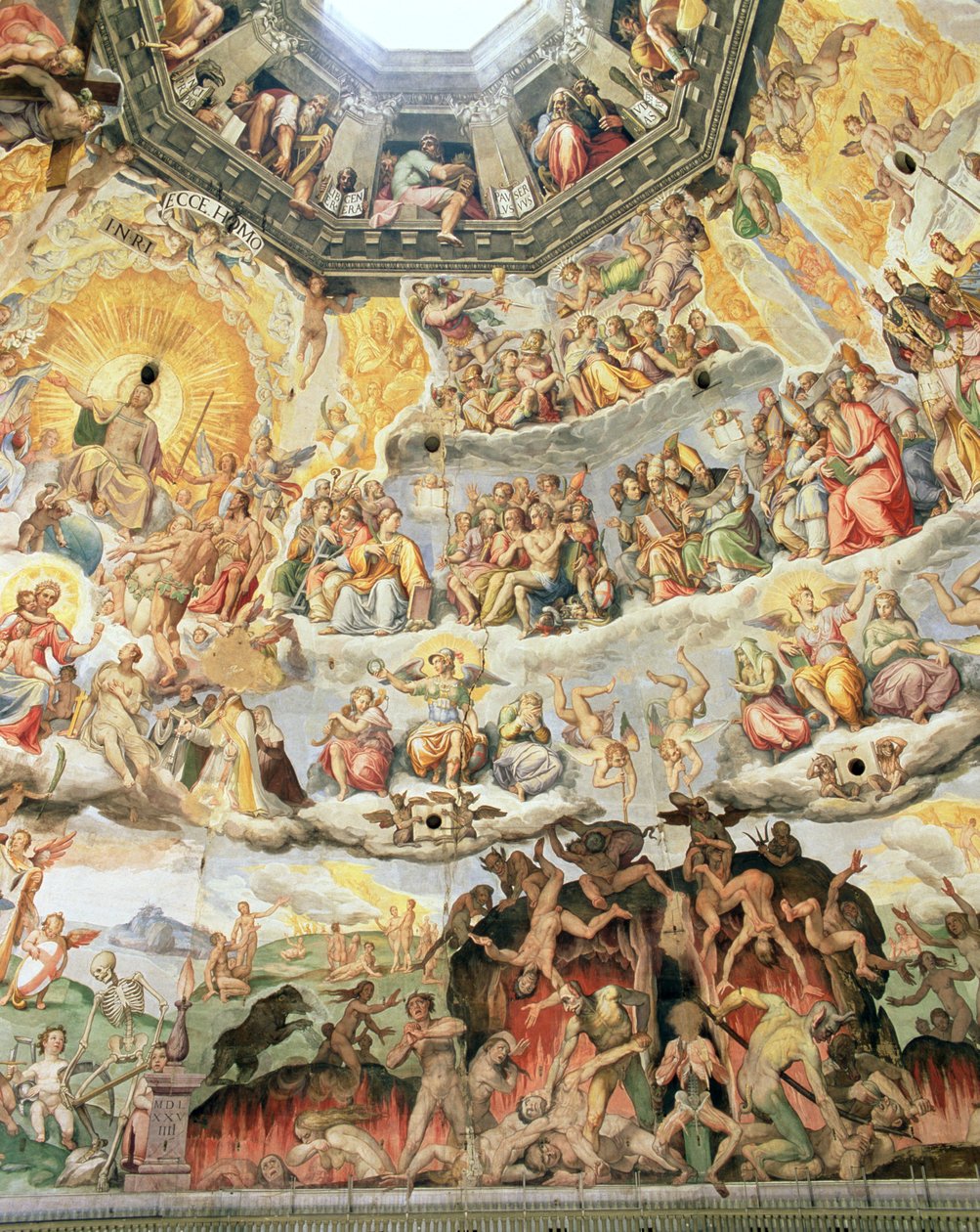 Viimeinen tuomio, yksityiskohta Duomon kupolista, 1572-79. tekijältä Giorgio Vasari