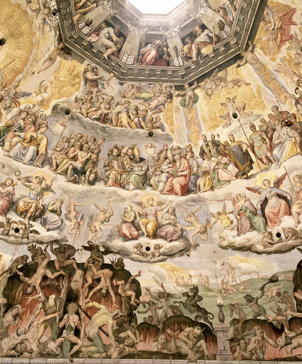 Viimeinen tuomio, yksityiskohta Duomon kupolista, 1572-79. tekijältä Giorgio Vasari