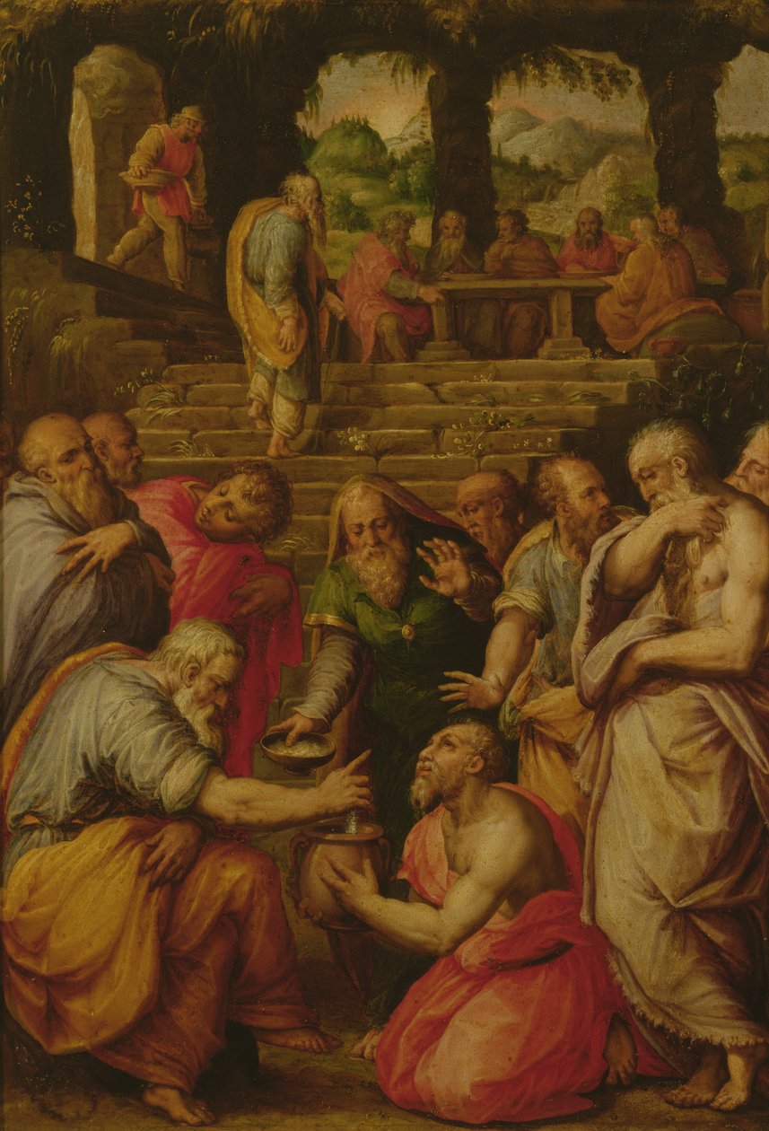 Profeetta Elisan ihmeet (öljy paneelissa) tekijältä Giorgio Vasari