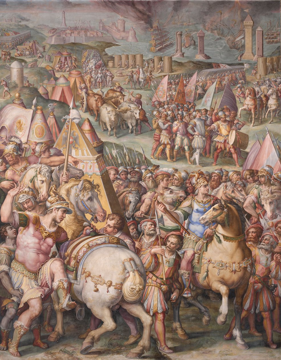 Keisari Maximilian purkaa Livornon piirityksen, 1568-1571 tekijältä Giorgio Vasari