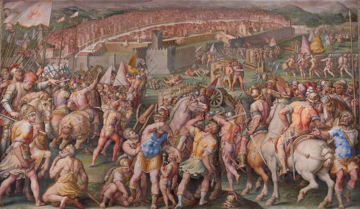 Stampacen linnoituksen myrsky Pisassa, 1568-1571 tekijältä Giorgio Vasari