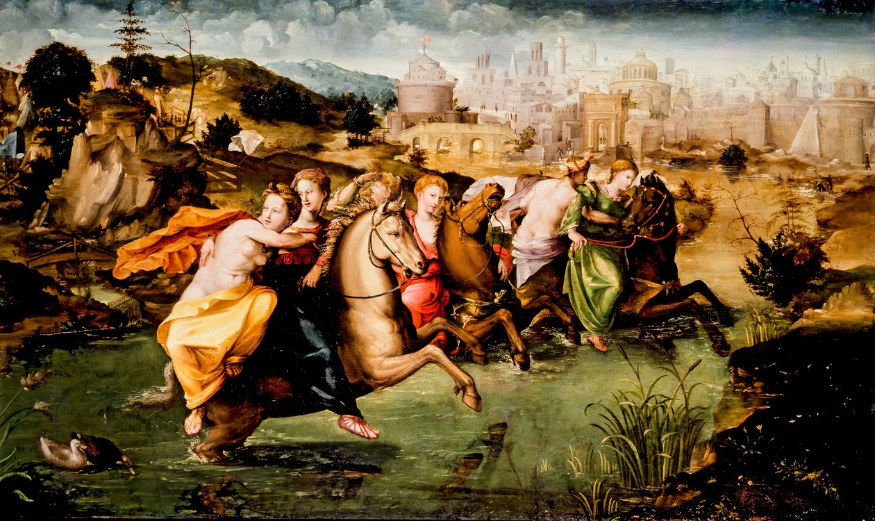 Tiberin ylitys (maalaus) tekijältä Giorgio di (1500 1559) Giovanni