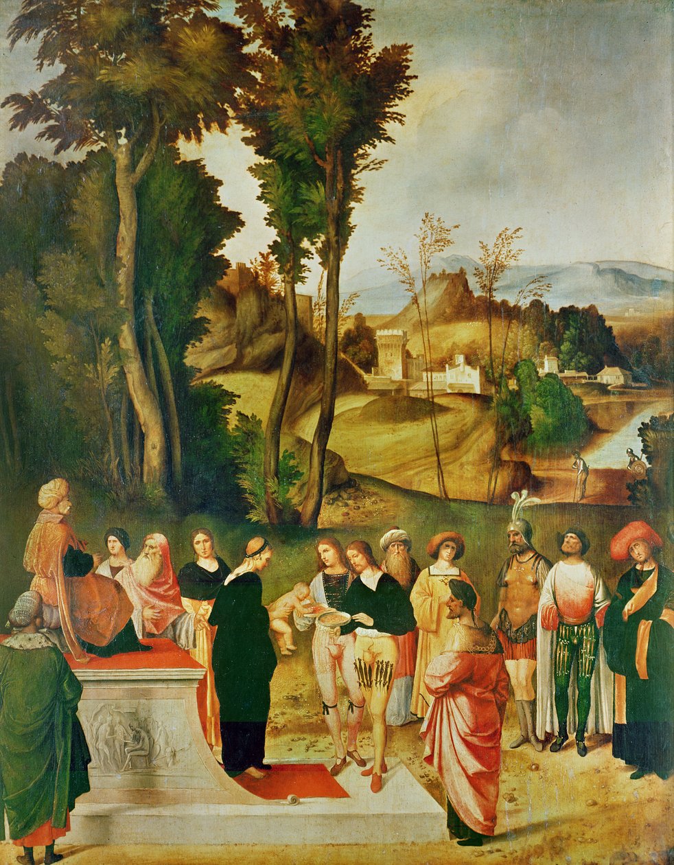 Faarao koettelee Moosesta, n. 1502-05 tekijältä Giorgione da Castelfranco