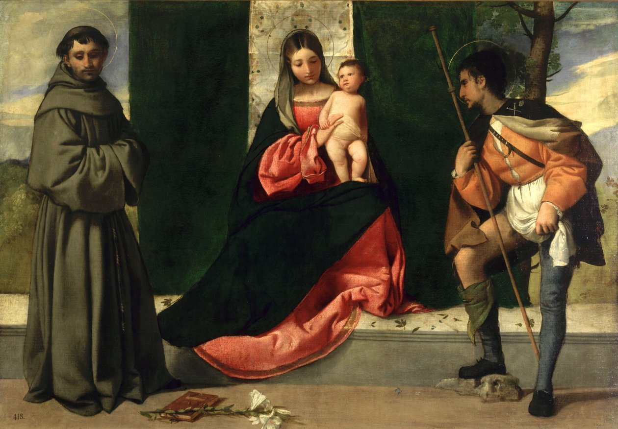 Neitsyt ja lapsi Pyhän Anthony Padovalaisen ja St. Roccon kanssa tekijältä Giorgione da Castelfranco