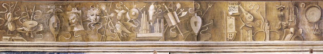 Taiteet. Friisi Casa Pellizzarissa, n. 1500 tekijältä Giorgione da Castelfranco