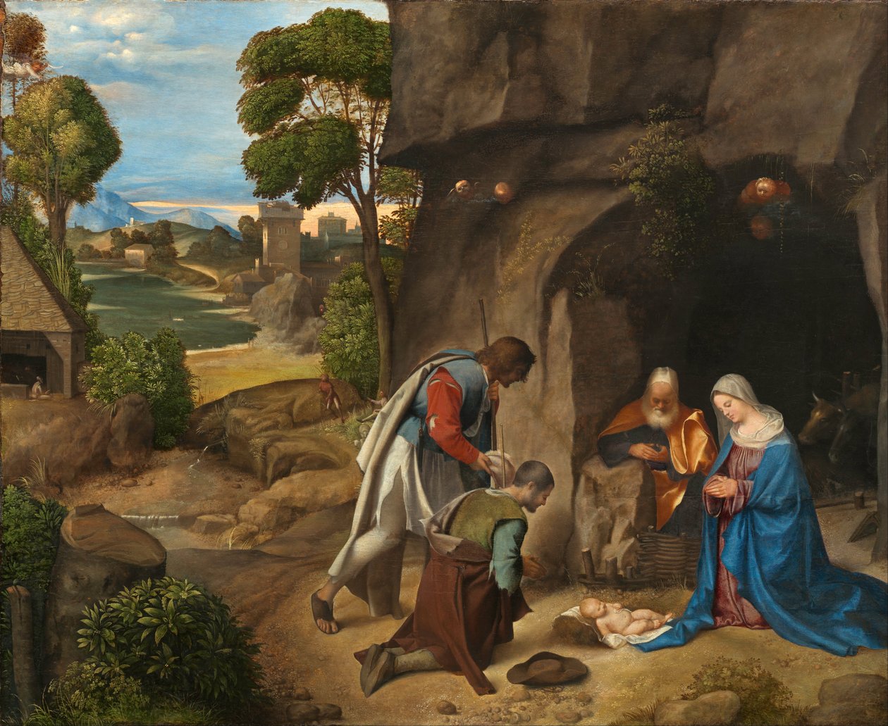 Italian kieli: Allendale Paimenten palvonta tekijältä Giorgione