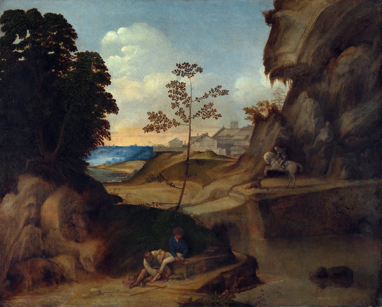 Landschaft mit Sonnenuntergang tekijältä Giorgione da Castelfranco