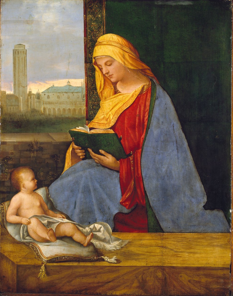 Neitsyt ja lapsi näköalalla Venetsiaan Tallard Madonna, 1500-luvun alku tekijältä Giorgione