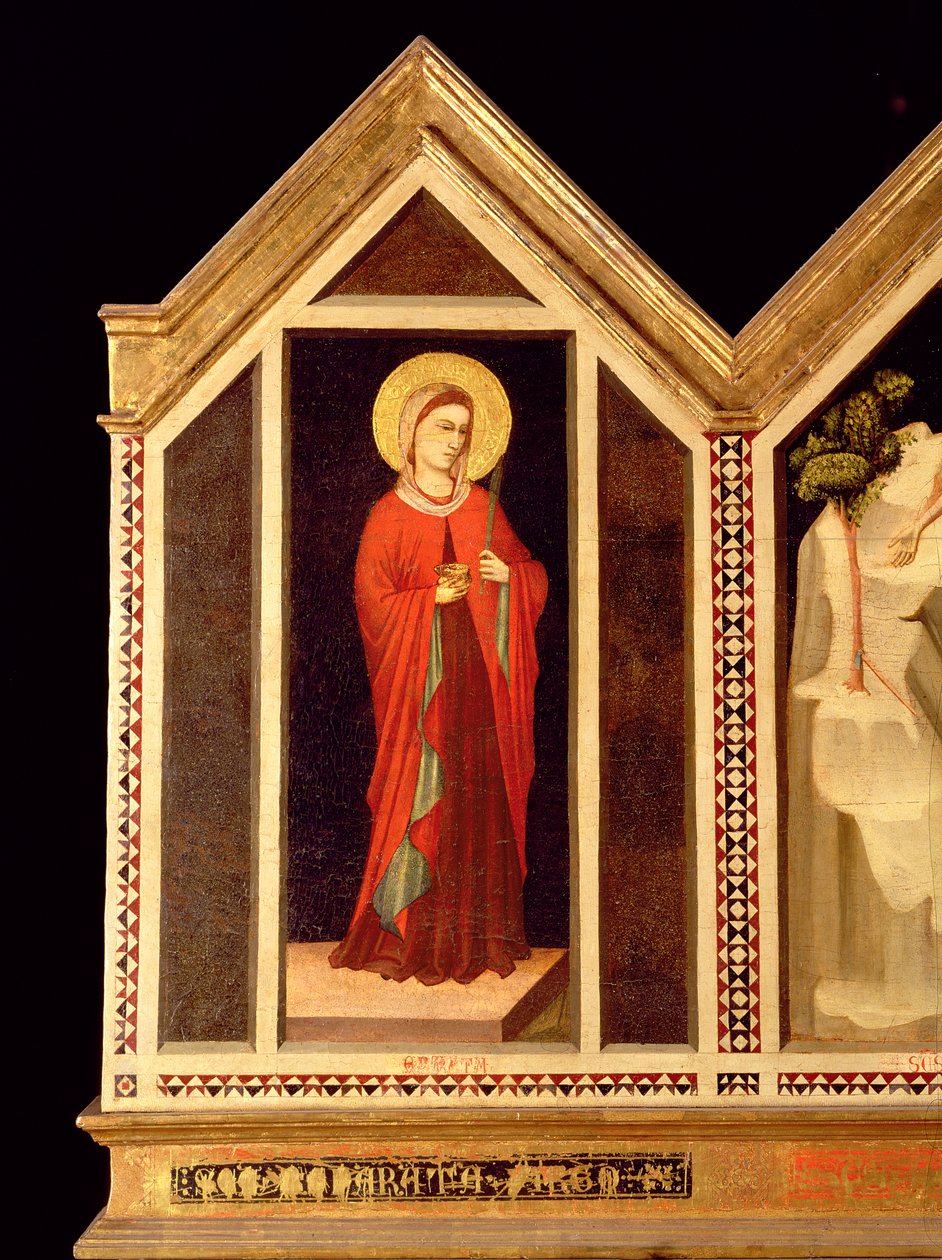 Naispyhimys Pyhän Reparatan polyptyykistä (oikean paneelin kääntöpuoli) tekijältä Giotto di Bondone