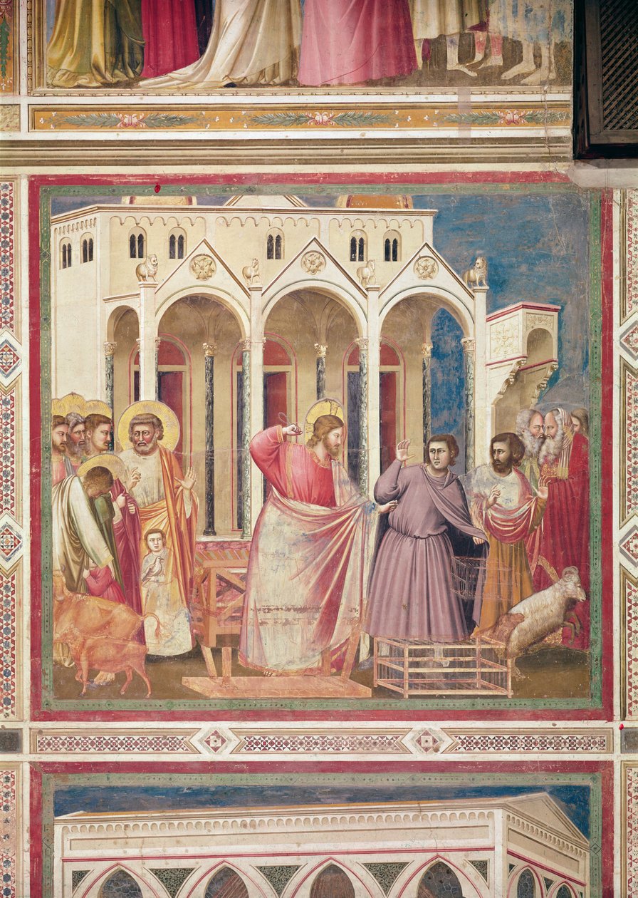 Jeesus jahtaa kauppiaita temppelistä, n. 1303-05 tekijältä Giotto di Bondone