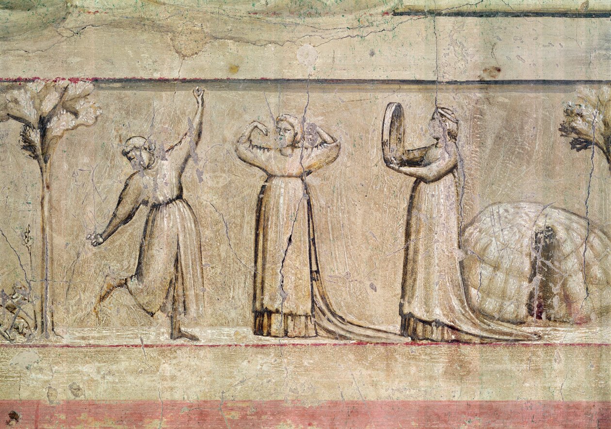 Oikeudenmukaisuus, tanssijoiden yksityiskohta, 1303-05 (katso myös 102748) tekijältä Giotto di Bondone