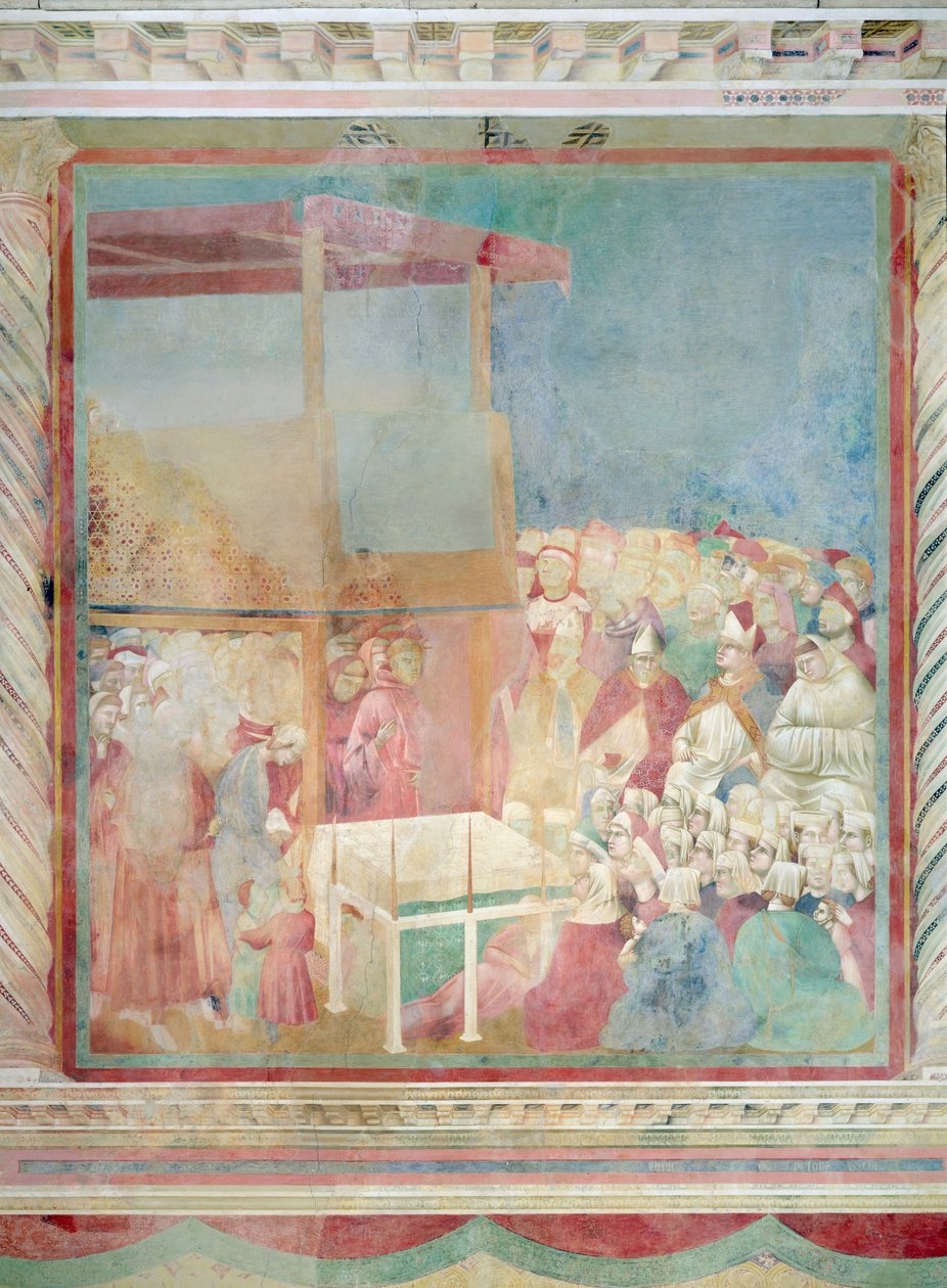 Paavi Gregorius IX kanonisoi Pyhän Franciscuksen vuonna 1228, 1297-1299 tekijältä Giotto di Bondone