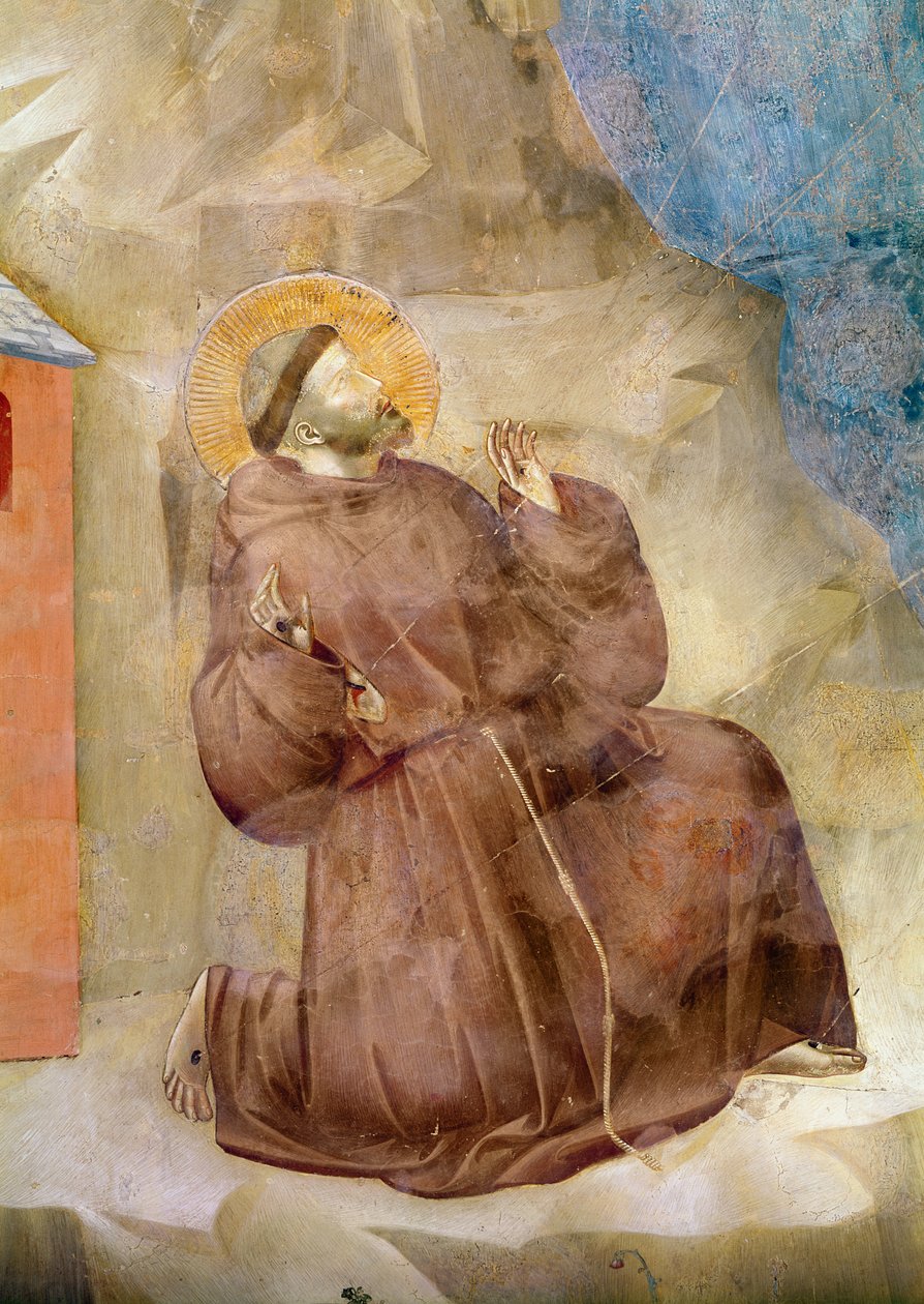 Pyhä Franciscus vastaanottamassa Stigmataa, yksityiskohta Pyhästä Franciscuksesta, n. 1297-1299 (62299:n yksityiskohta) tekijältä Giotto di Bondone