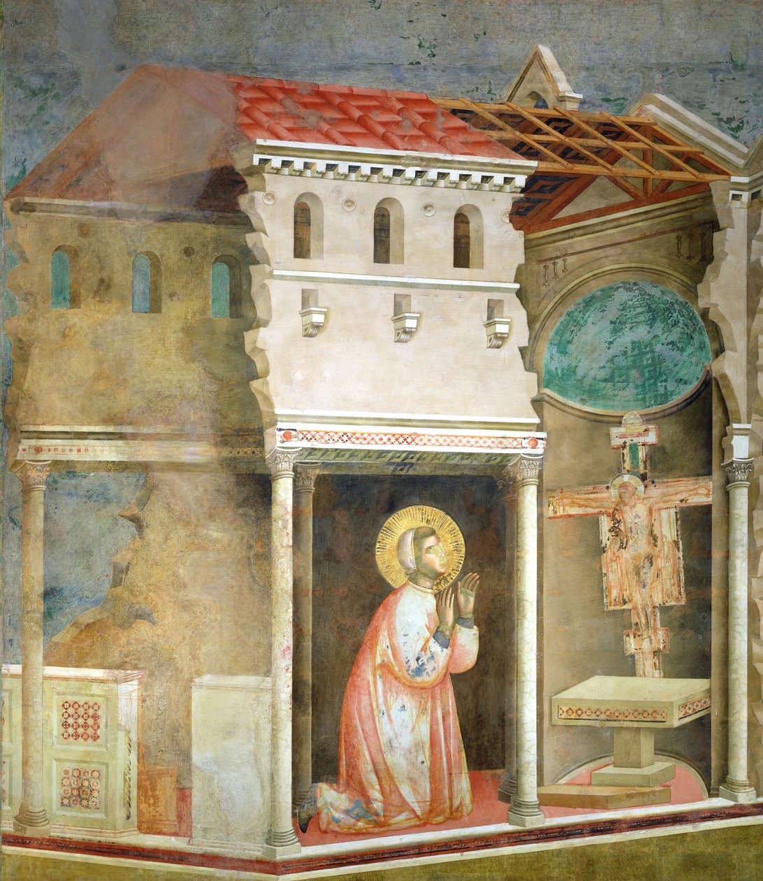 Pyhä Franciscus rukoilee San Damianon kirkossa, 1297-1299 tekijältä Giotto di Bondone