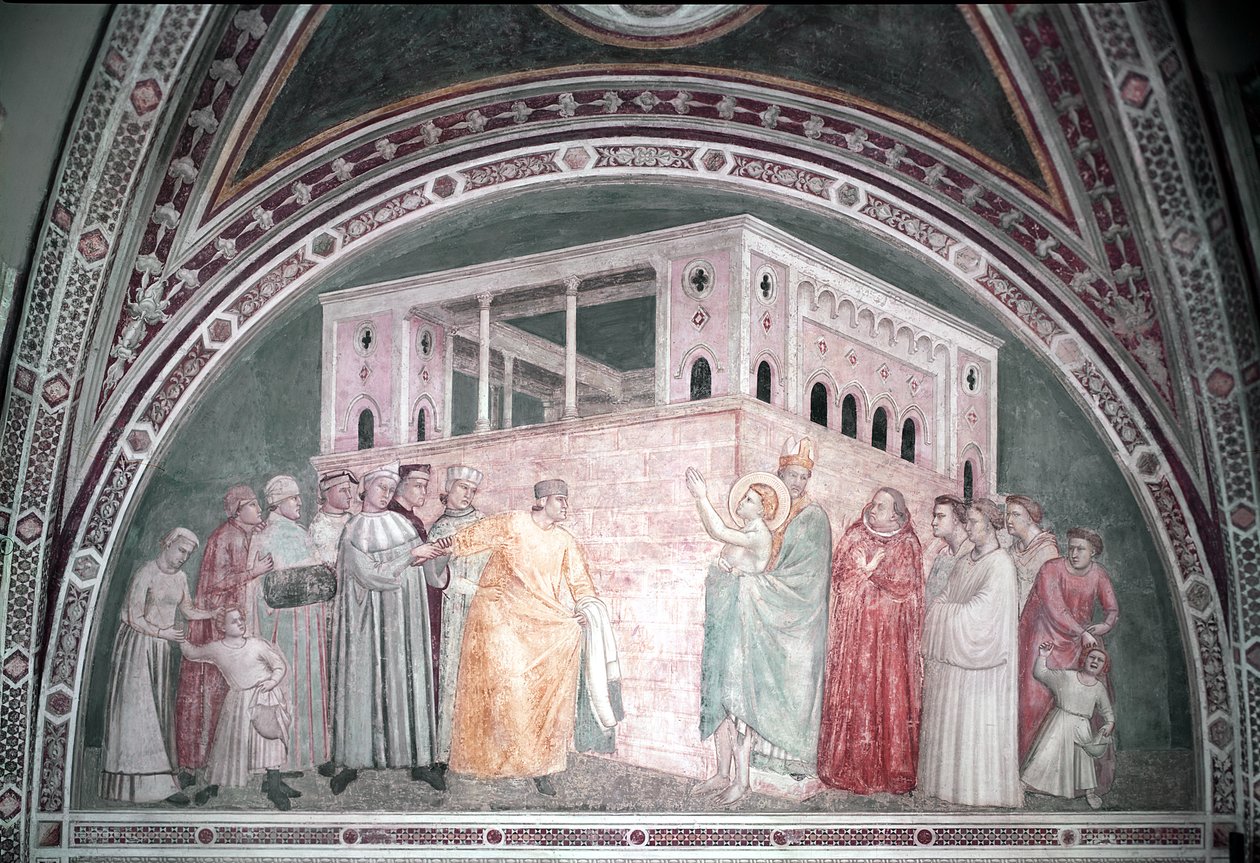 Pyhä Franciscus luopumassa maailmallisista tavaroistaan, Bardi-kappelista, n. 1320 tekijältä Giotto di Bondone