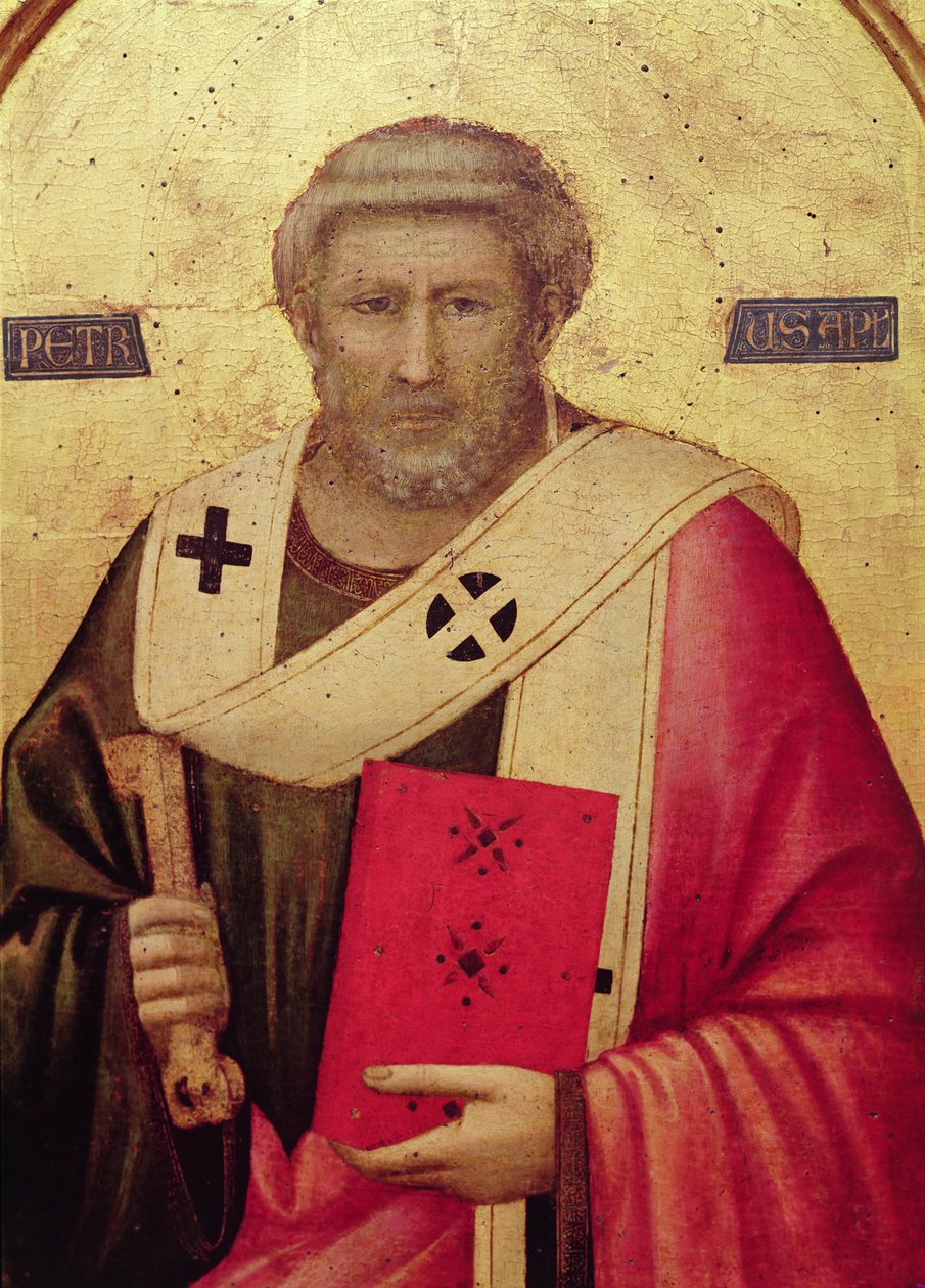Pyhä Pietari, Badian alttaritaulun oikea paneeli, n. 1301 (tempera paneelissa) (yksityiskohta 50341) tekijältä Giotto di Bondone