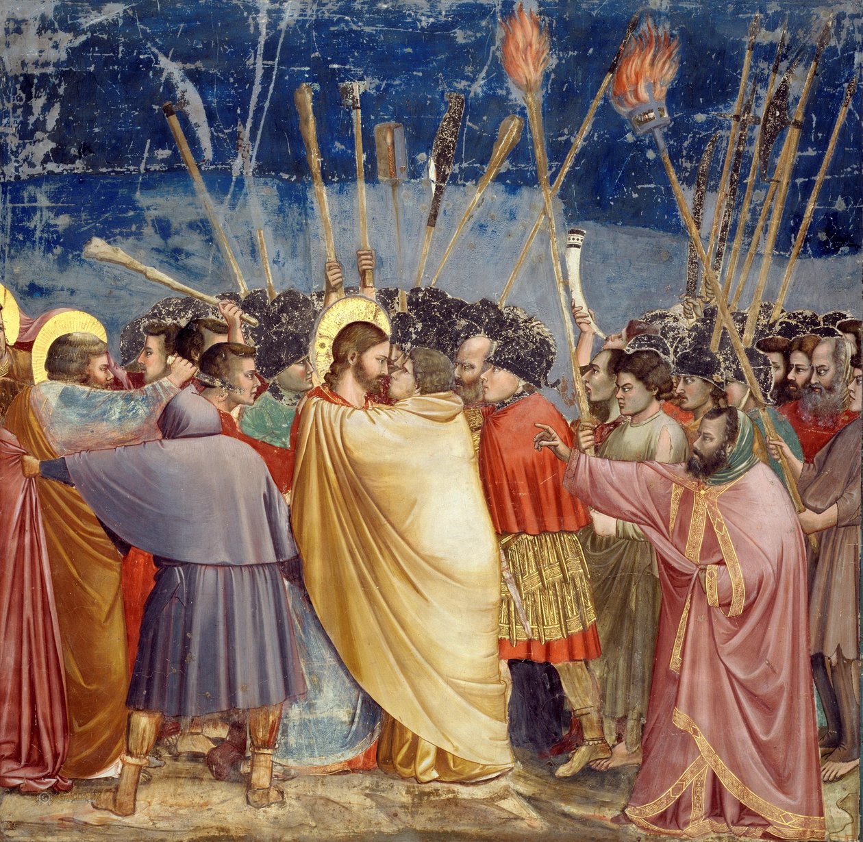 Kristuksen pidättäminen (Juudaksen suudelma) tekijältä Giotto di Bondone
