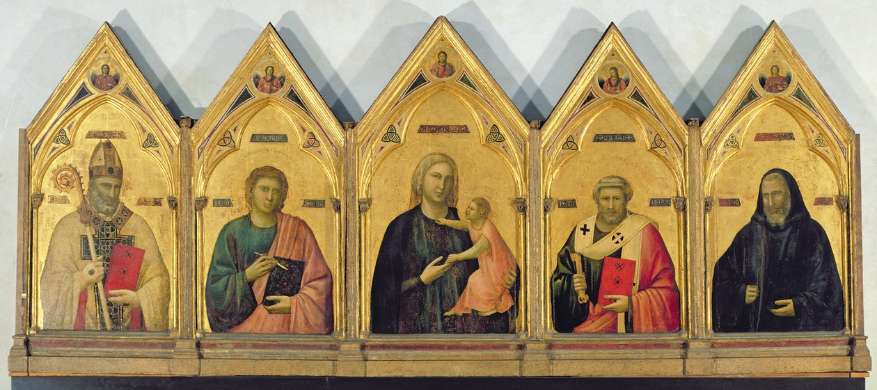 Badian alttaritaulu Madonnan ja pyhien kanssa, n. 1301 (tempera paneelissa) tekijältä Giotto di Bondone