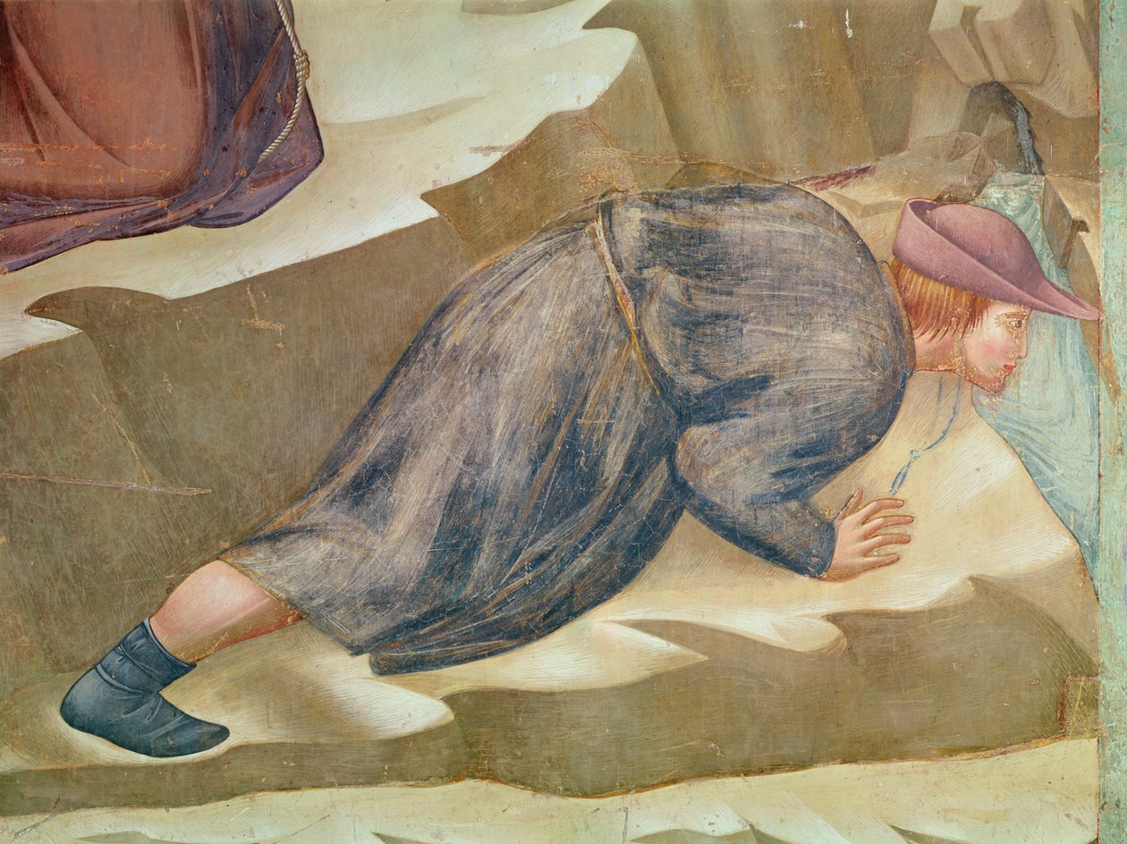 Kevään ihme, yksityiskohta miehestä juomassa, 1297-99 (yksityiskohta 62296) tekijältä Giotto di Bondone