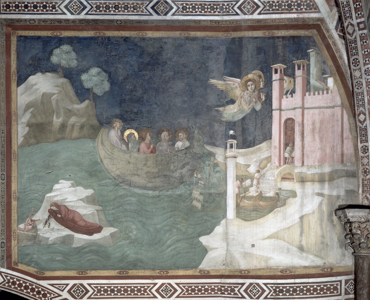 Lasaruksen ja hänen sisarensa ihmeellinen saapuminen Marseilleen, 1320 tekijältä Giotto di Bondone